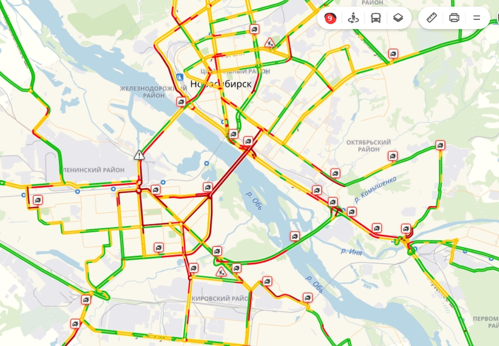 Карта новосибирска пробки онлайн в реальном времени